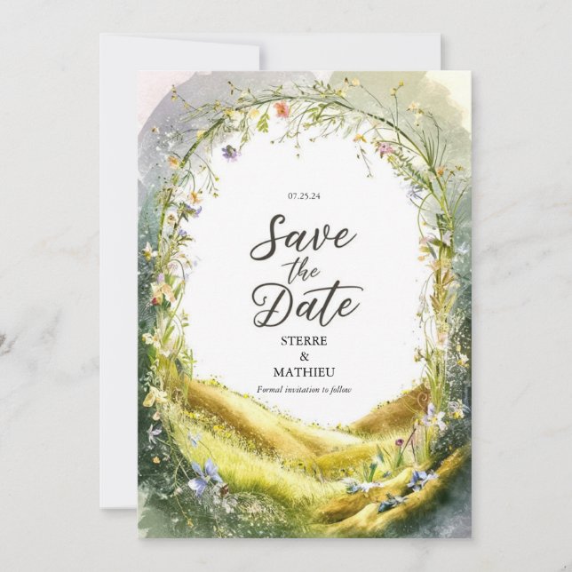 Rustic Joyful Wildflower Wedding Save The Date (Front)