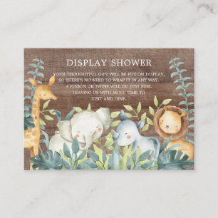 Rustic Jungle Animals Baby Gift Display Shower Enclosure Card