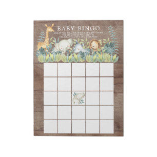 Rustic Jungle Animals Baby Shower Bingo Game Notepad