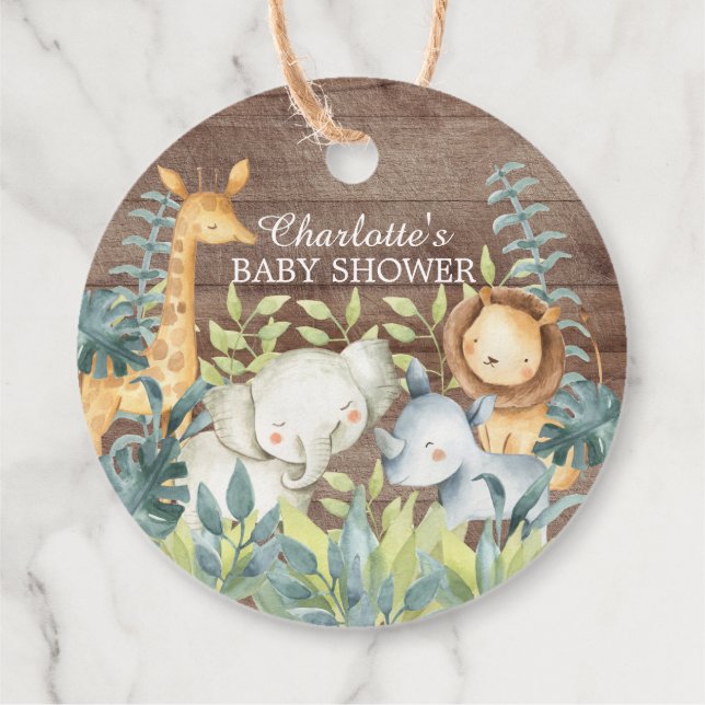 Rustic Jungle Baby Shower Favour Gift Tag (Back)