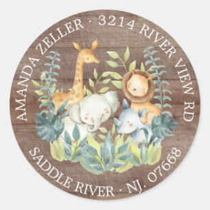 Rustic Jungle Baby Shower Return Address Label
