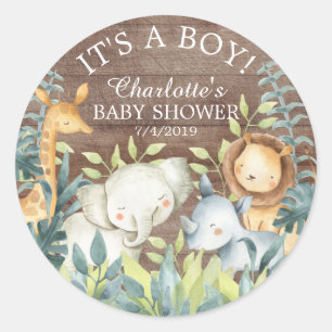Rustic Jungle Baby Shower Thank You Favour Classic Round Sticker