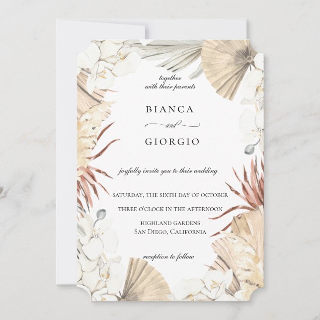 Rustic Jungle Foliage Frame Wedding Invitation (Front)