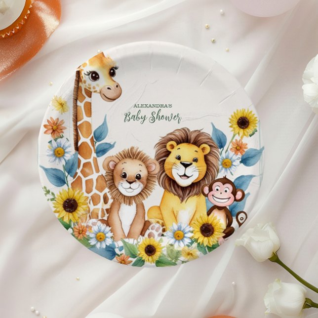 Rustic Jungle Safari Animals Baby Shower Paper Plate (Creator Uploaded)