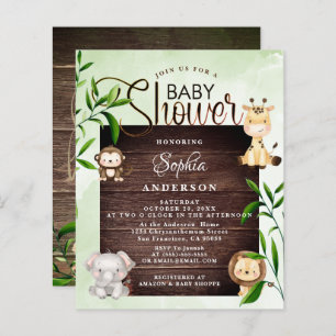 Rustic Jungle Safari Animals Greenery baby Shower