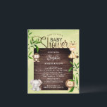 Rustic Jungle Safari Animals Greenery baby Shower<br><div class="desc">Rustic Jungle Safari Animals Greenery baby Shower Invitation,  elegant and simple watercolor Green Leaves and rustic wood and cute Safari Animals,  elegant calgraphy,  to be completed with your details easily and quickly. Check my shop to see the entire suite for this design.</div>