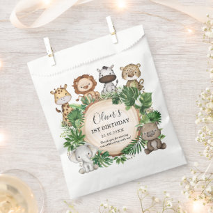 Rustic Jungle Safari Animals Tropical Birthday Favour Bags