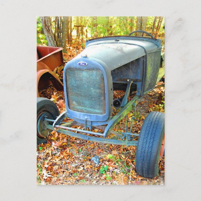 Rustic Junkyard Hot Rod Postcard (Front)