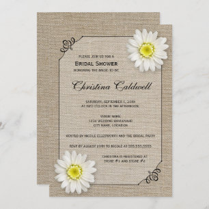 Rustic Jute and White Daisy Bridal Shower Invitation