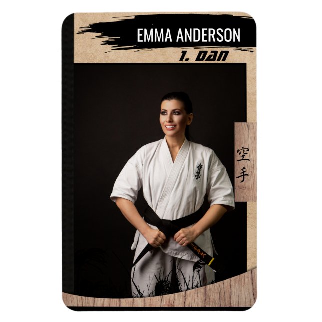 Rustic Karate Black Belt Wood Trading Card Magnet (Vertical)