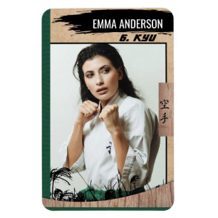 Rustic Karate Green Belt Wood Trading Card Magnet