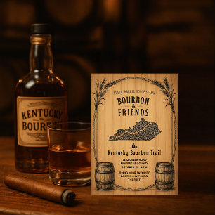 Rustic Kentucky Bourbon Themed Party Invitation