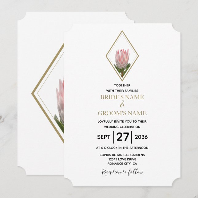 Rustic King Protea Wedding Invitations (Front/Back)