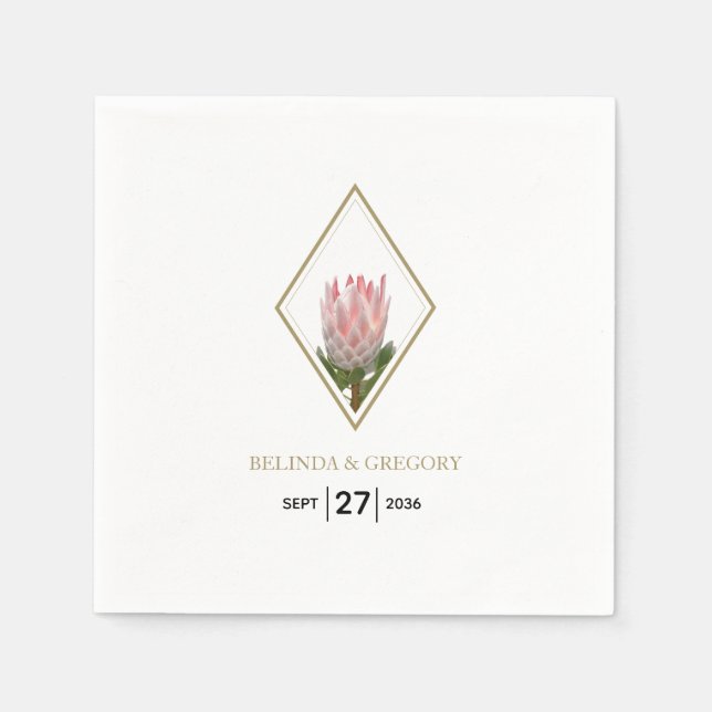 Rustic King Protea Wedding  Napkin (Front)