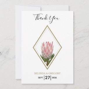Rustic King Protea Wedding Thank You Card