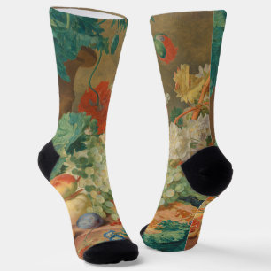 Rustic Kitchen Art Vintage Fruit Flower Print Socks