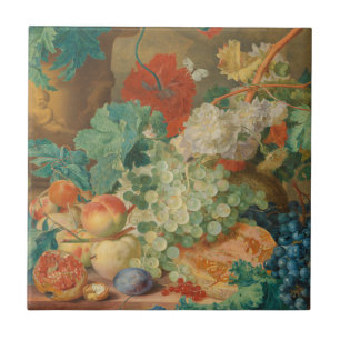 Rustic Kitchen Art Vintage Fruit Flower Print Tile