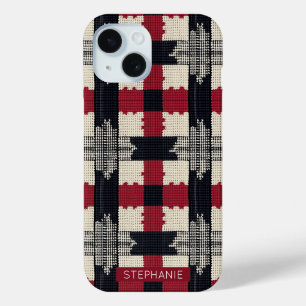 Rustic Knit Snowflake Plaid - Cosy Winter Boho iPhone 15 Case