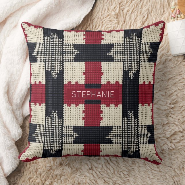 Rustic Knit Snowflake Plaid - Cosy Winter Boho Cushion (Blanket)