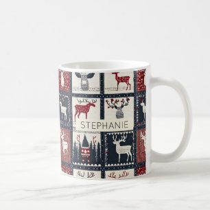 Rustic Knitted Patchwork Pattern Nordic Coffee Mug