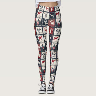 Rustic Knitted Patchwork Pattern   Nordic Leggings
