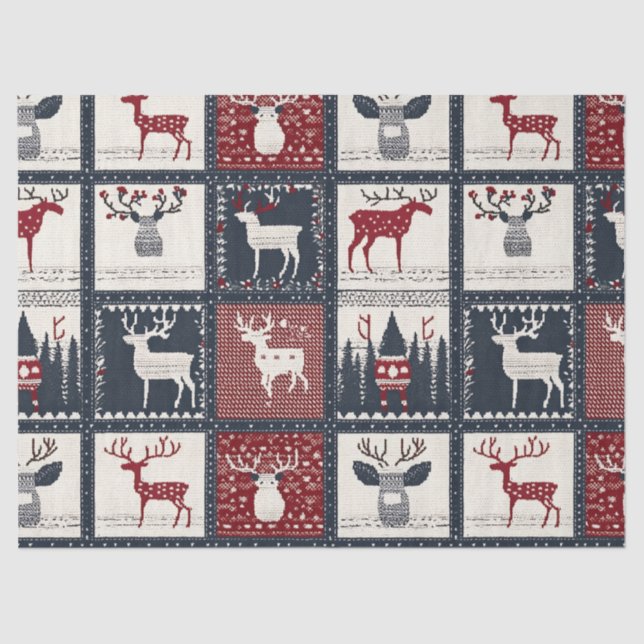 Rustic Knitted Patchwork Pattern | Nordic Tissue Paper (Front)