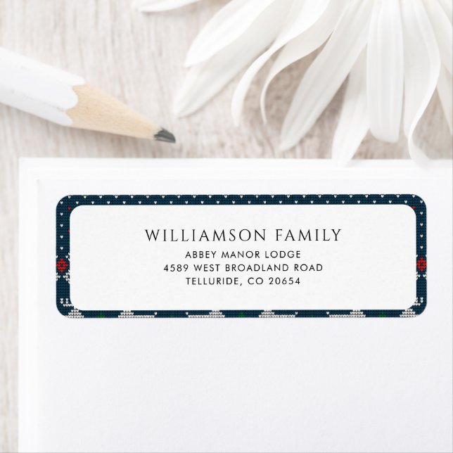 Rustic Knitted Style Christmas Return Address (Insitu)