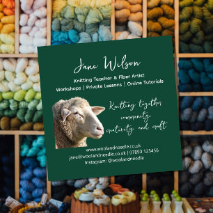Rustic Knitting Teacher Business Card Wool Yarn