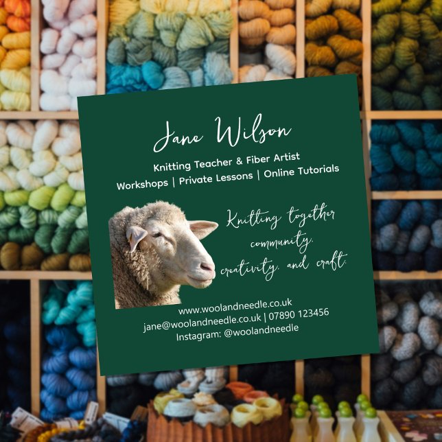 Rustic Knitting Teacher Business Card | Wool Yarn  (Creator Uploaded)