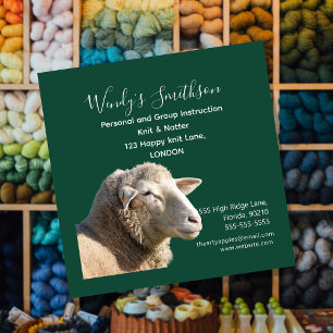 Rustic Knitting Teacher Business Card Wool Yarn