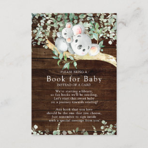 Rustic Koala Bear Baby Shower Book for Baby Card