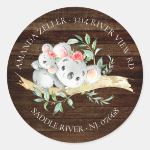 Rustic Koala Bear Baby Shower Return Address Label