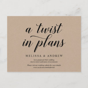 Rustic Kraft, A twist in Plans, Invites postponed Postcard