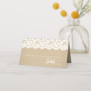 Rustic Kraft and Lace Wedding Place Card