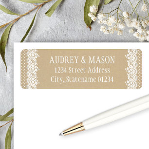 Rustic Kraft and Lace Wedding Return Address