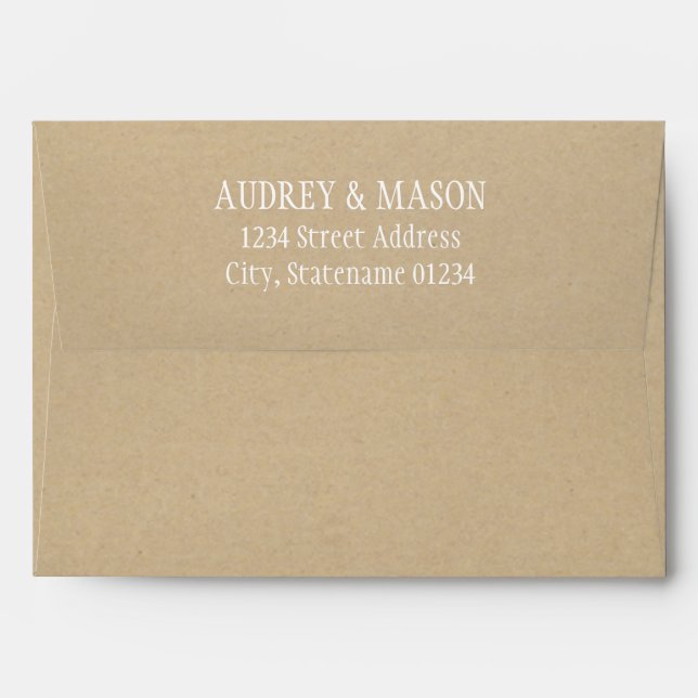 Rustic Kraft and White Wedding Envelopes (Back (Top Flap))
