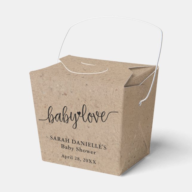 Rustic Kraft Baby Love Custom Take Out Favour Box (Front Side)