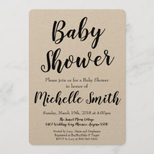 Rustic Kraft Baby Shower Invitation