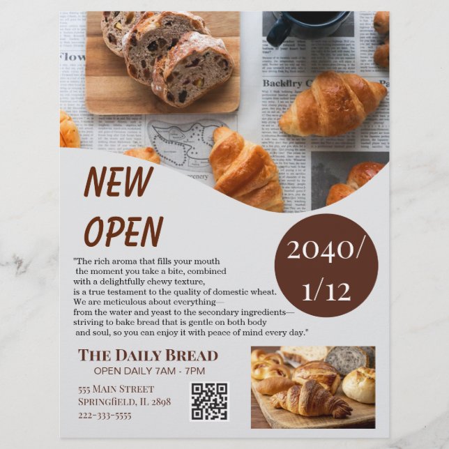 Rustic Kraft Bakery New Open Grand Opening Flyer (Front)