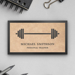 Rustic Kraft Barbell Fitness Personal Trainer Business Card