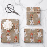 Rustic Kraft Bassett Hounds Dressed For Christmas Wrapping Paper Sheet<br><div class="desc">Kraft paper style Christmas wrapping paper for the holidays. Give your gifts a rustic kraft look that features winter themes like forest woodlands,  winter animals,  birds,  spruce trees,  holly,  berries,  winter foliage,  gingerbread,  cupcakes,  dried orange slices,  spices and cloves,  cookies and peppermint lattes,  all painted in beautiful watercolors.</div>
