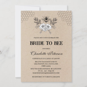 Rustic Kraft Bee Themed  Bridal Shower  Invitation