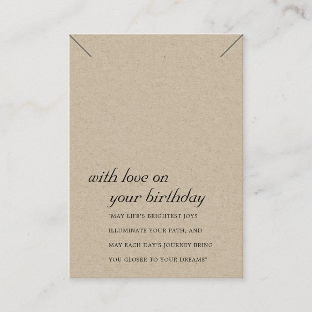 RUSTIC KRAFT BIRTHDAY GIFT NECKLACE DISPLAY CARD (Front)
