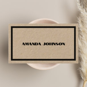 Rustic Kraft Black Border Typography Vintage  Business Card