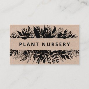 Rustic Kraft Black Bouquet Homegrown Plant Nursery Business Card