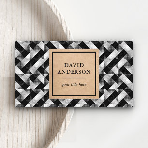 Rustic Kraft Black Buffalo Plaid Lumberjack Business Card