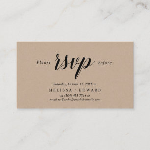 Rustic Kraft, Black Script, RSVP respond Enclosure Card