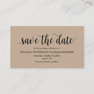 Rustic Kraft, Black Script, Wedding Save the date Enclosure Card