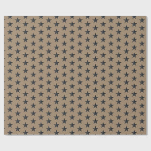 Rustic Kraft Black Stars Wrapping Paper