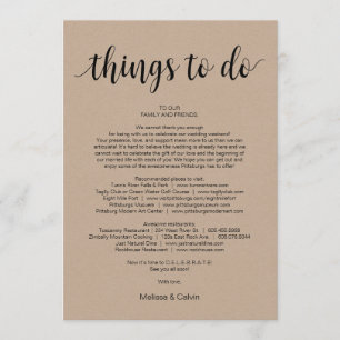 Rustic Kraft, Black, Things to do, Itinerary Card